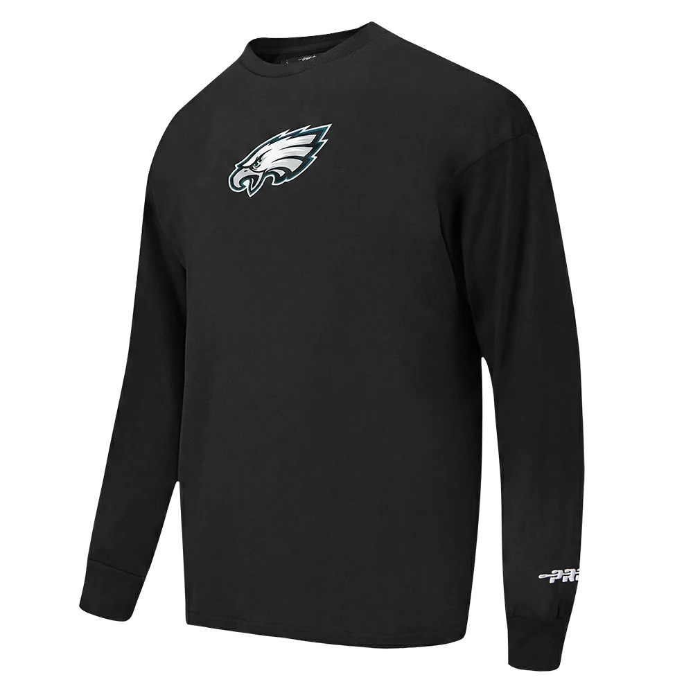 NFL PHILADELPHIA EAGLES LIVING LARGE MEN'S DROP SHOULDER LS TEE (BLACK) - Image 3