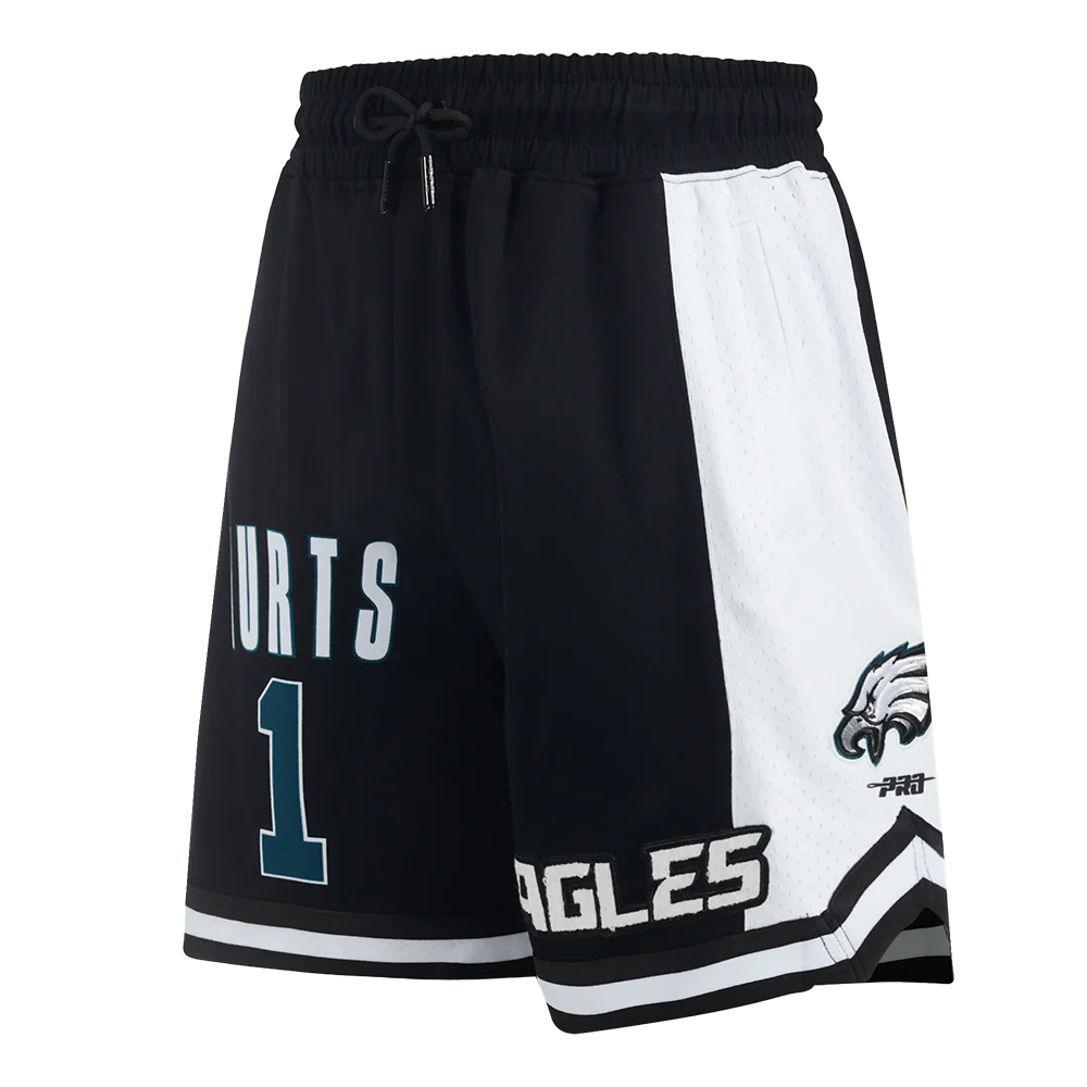 NFL PHILADELPHIA EAGLES JALEN HURTS #1 CLASSIC MEN'S DOUBLE KNIT 2.0 SHORT (BLACK)
