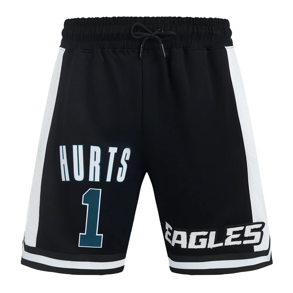 NFL PHILADELPHIA EAGLES JALEN HURTS #1 CLASSIC MEN'S DOUBLE KNIT 2.0 SHORT (BLACK) - Image 2