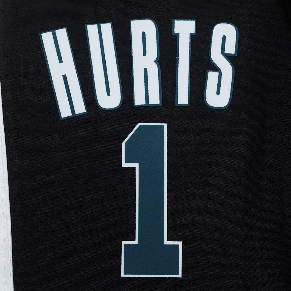 NFL PHILADELPHIA EAGLES JALEN HURTS #1 CLASSIC MEN'S DOUBLE KNIT 2.0 SHORT (BLACK) - Image 5
