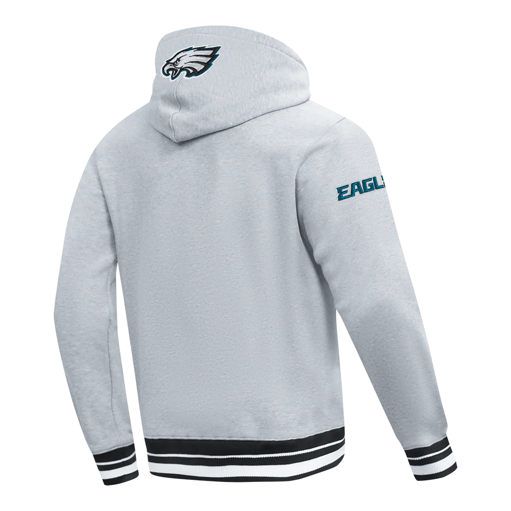 NFL PHILADELPHIA EAGLES SCRIPT TAIL RIB MEN'S FLC PO HOODIE  (HEATHER GRAY/BLACK) - Image 4