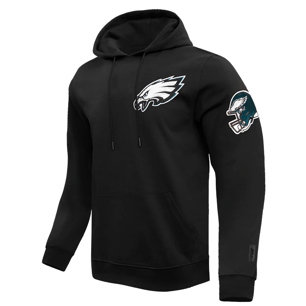 NFL PHILADELPHIA EAGLES CLASSIC CHENILLE MEN'S DOUBLE KNIT PULLOVER HOODIE (BLACK) - Image 2