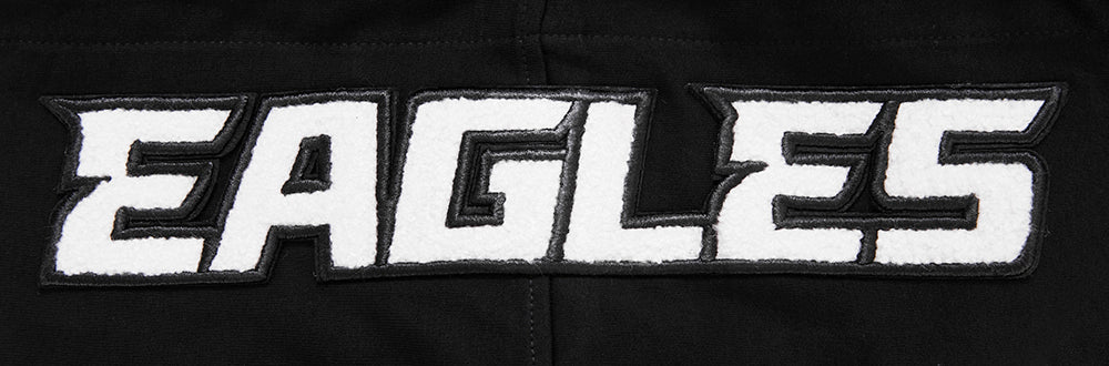 NFL PHILADELPHIA EAGLES CLASSIC CHENILLE MEN'S DOUBLE KNIT PULLOVER HOODIE (BLACK) - Image 5