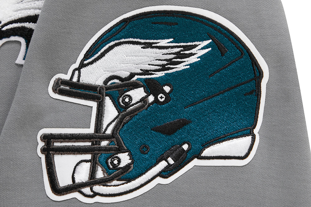 NFL PHILADELPHIA EAGLES CLASSIC CHENILLE MEN'S DOUBLE KNIT FULL ZIP HOODIE (GRAY) - Image 8