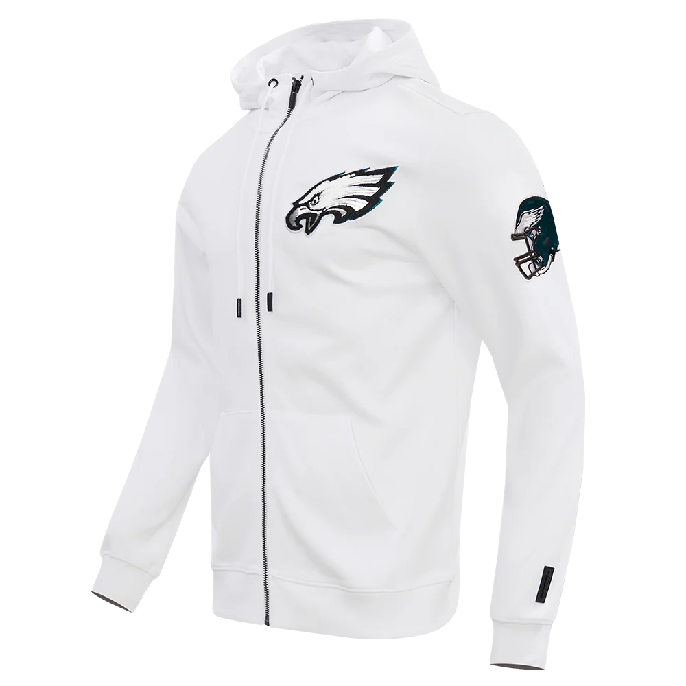NFL PHILADELPHIA EAGLES CLASSIC CHENILLE MEN'S DOUBLE KNIT FULL ZIP HOODIE (WHITE) - Image 2