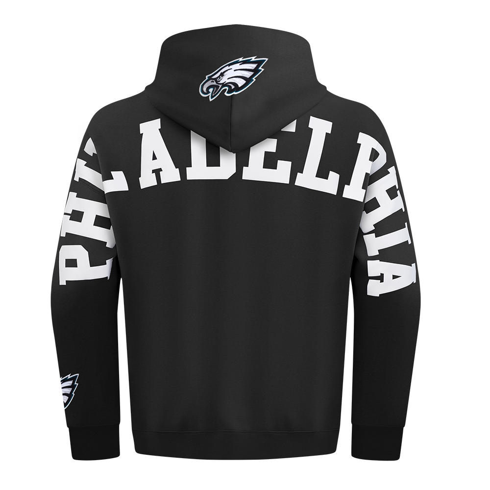 NFL PHILADELPHIA EAGLES WINGSPAN MEN'S DROP SHOULDER FLEECE PULLOVER HOODIE (BLACK) - Image 5