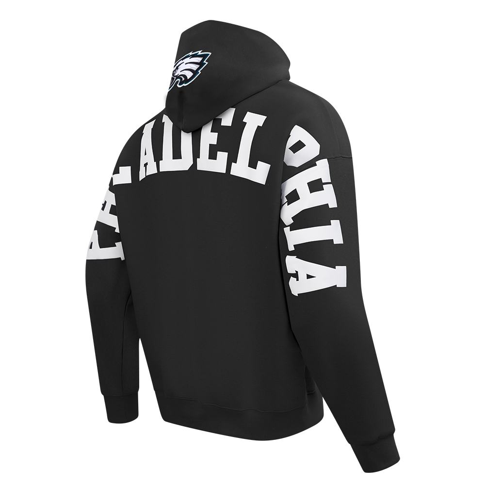 NFL PHILADELPHIA EAGLES WINGSPAN MEN'S DROP SHOULDER FLEECE PULLOVER HOODIE (BLACK) - Image 6