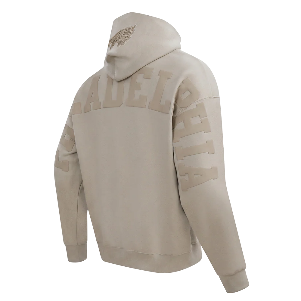 NFL PHILADELPHIA EAGLES WINGSPAN MEN'S DROP SHOULDER FLEECE PULLOVER HOODIE (TAUPE) - Image 6