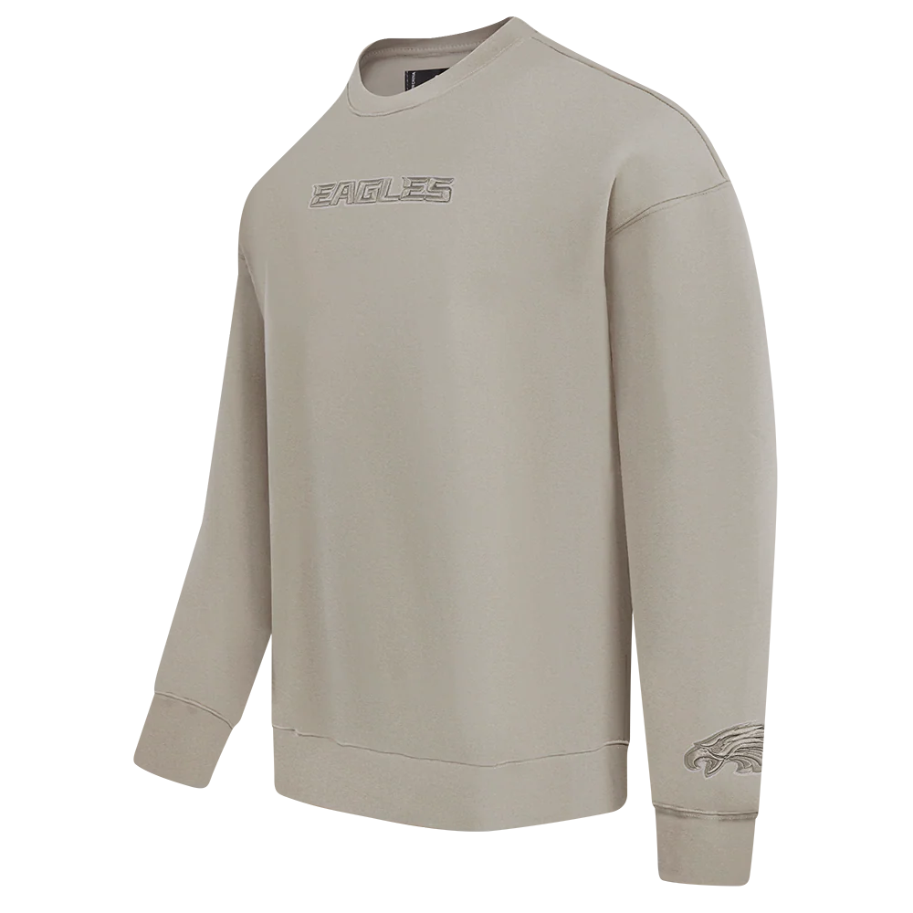 NFL PHILADELPHIA EAGLES WINGSPAN MEN'S DROP SHOULDER FLEECE CREWNECK (TAUPE) - Image 4