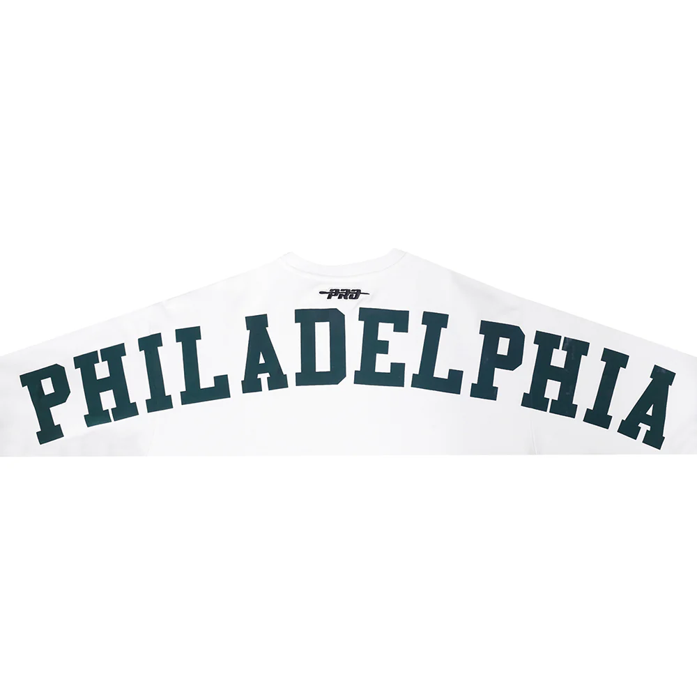 NFL PHILADELPHIA EAGLES WINGSPAN MEN'S DROP SHOULDER FLC CREWNECK (WHITE) - Image 5