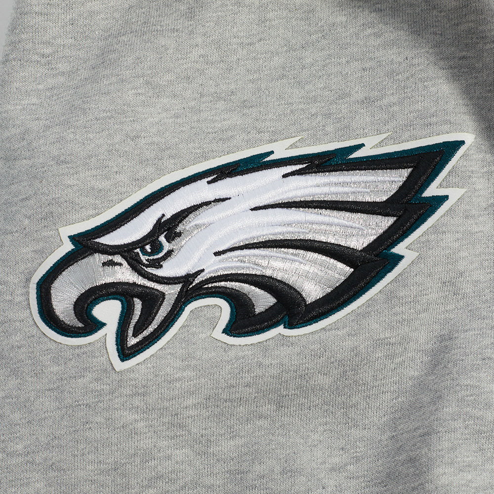 NFL PHILADELPHIA EAGLES TEAM PENNANTS MEN'S RIB FLEECE PULLOVER HOODIE (HEATHER GRAY/BLACK) - Image 6