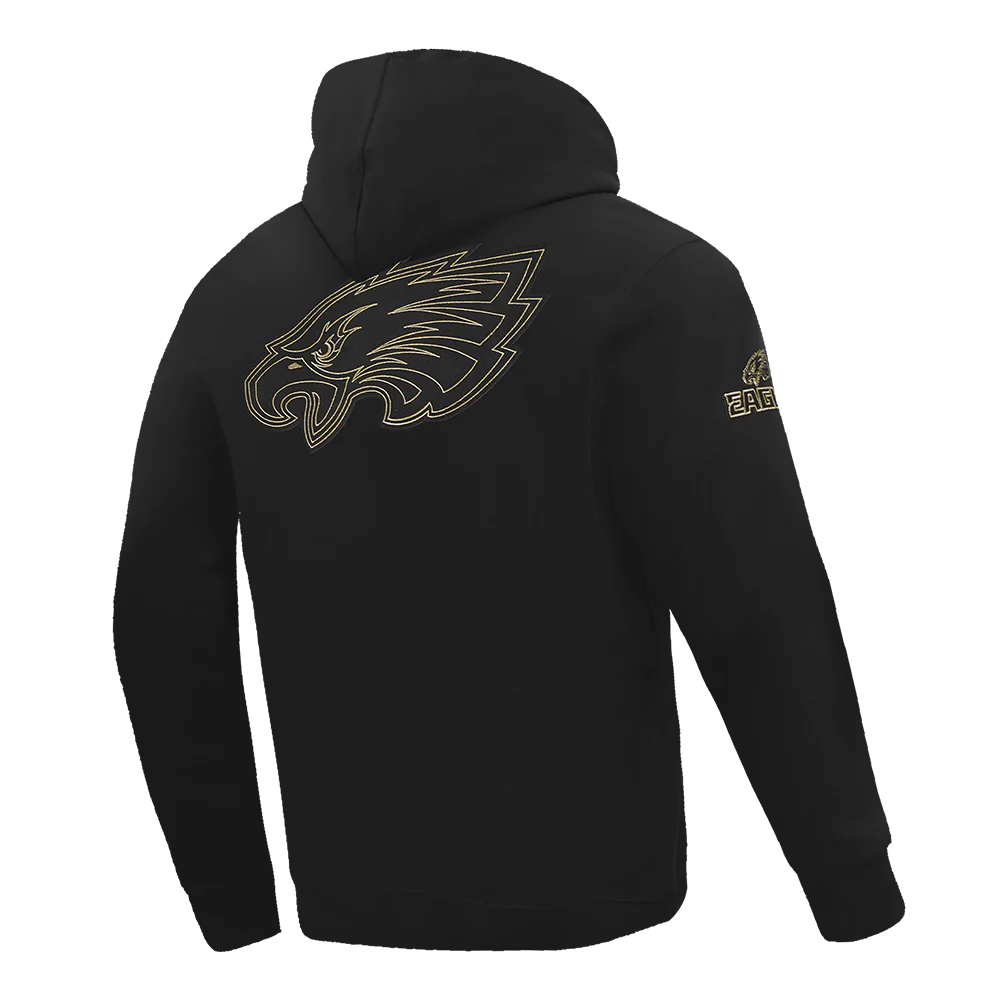 NFL PHILADELPHIA EAGLES BLACK & GOLD MEN'S DOUBLE KNIT PULLOVER HOODIE (BLACK) - Image 4