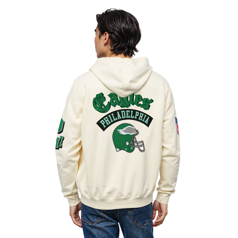 NFL PHILADELPHIA EAGLES BEST OF MEN'S DROP SHOULDER PO HOODIE (EGGSHELL) - Image 10