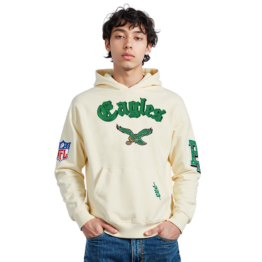 NFL PHILADELPHIA EAGLES BEST OF MEN'S DROP SHOULDER PO HOODIE (EGGSHELL) - Image 9