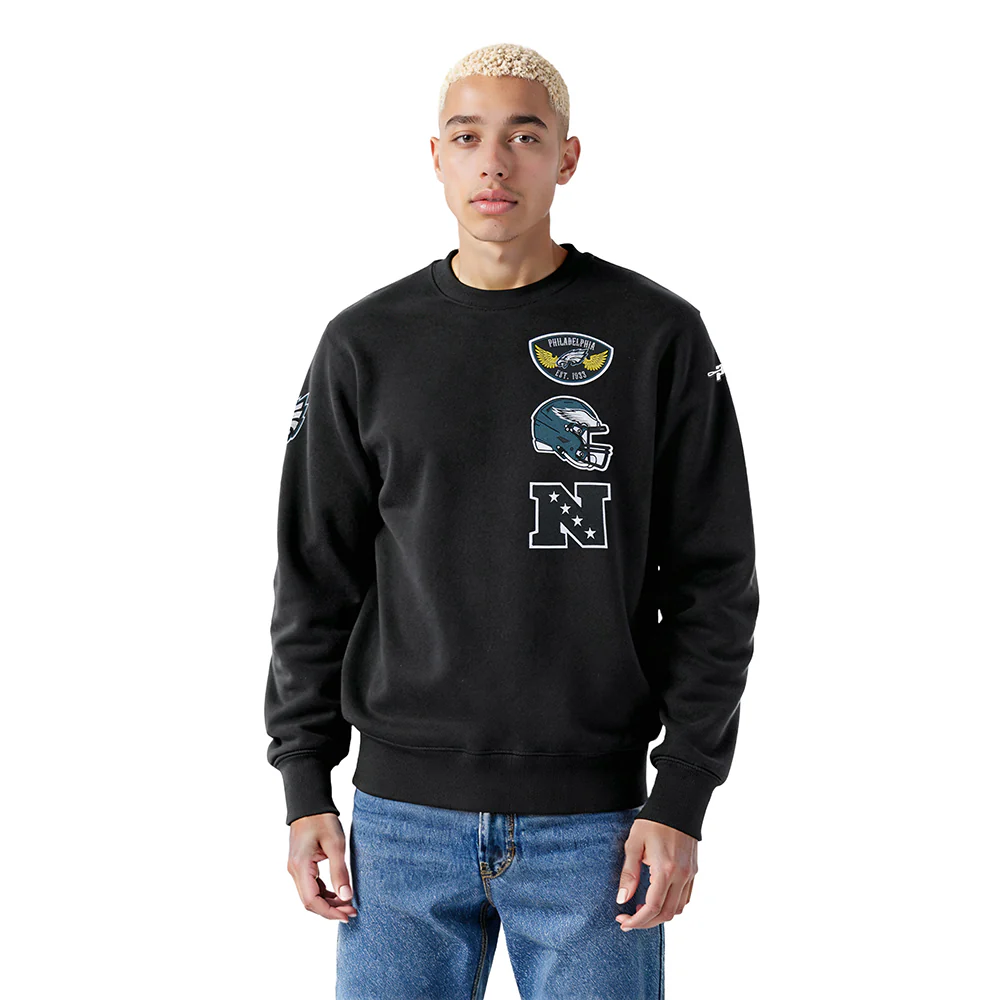 NFL PHILADELPHIA EAGLES BORN FOR SPORT MEN'S FLC CREWNECK (BLACK)