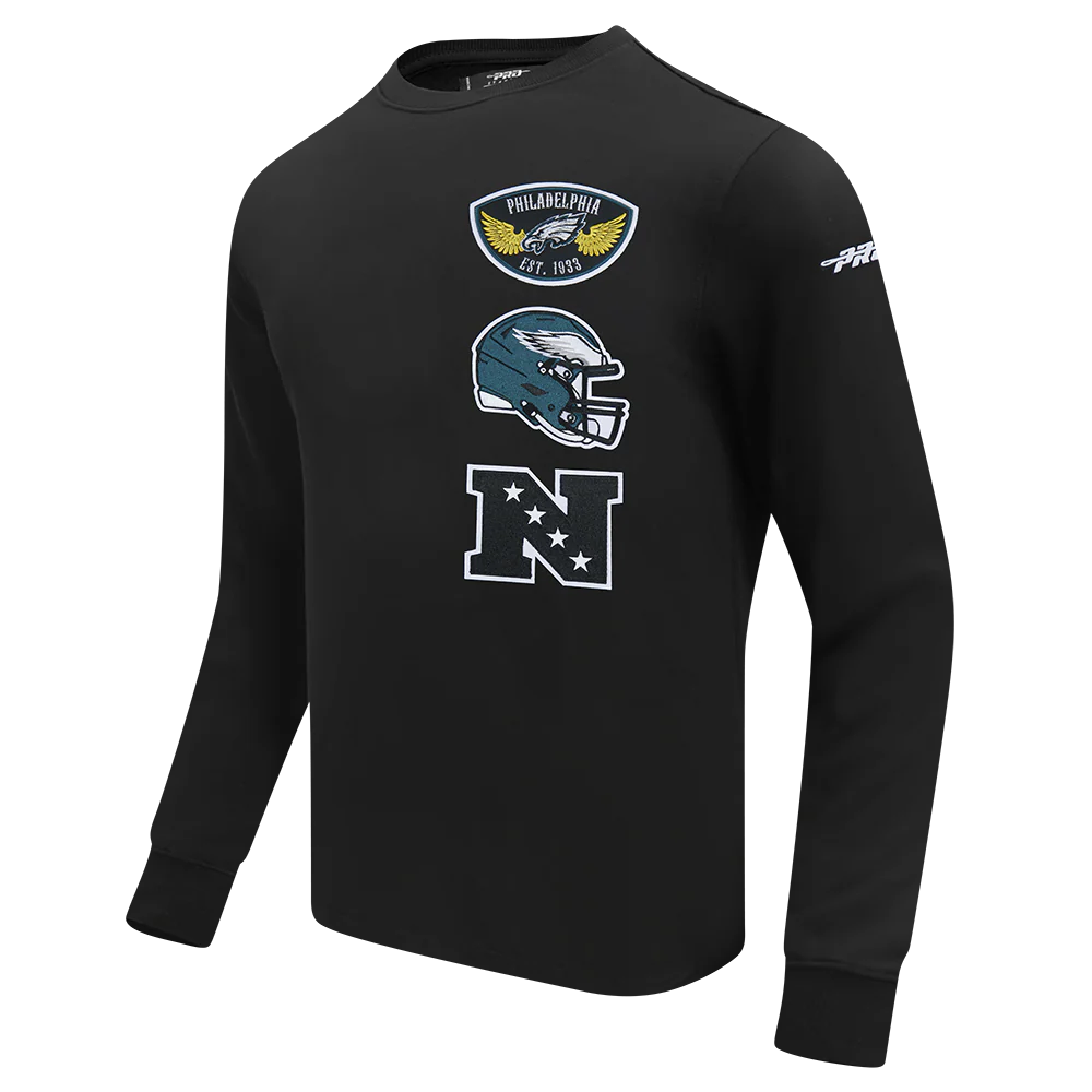 NFL PHILADELPHIA EAGLES BORN FOR SPORT MEN'S FLC CREWNECK (BLACK) - Image 3