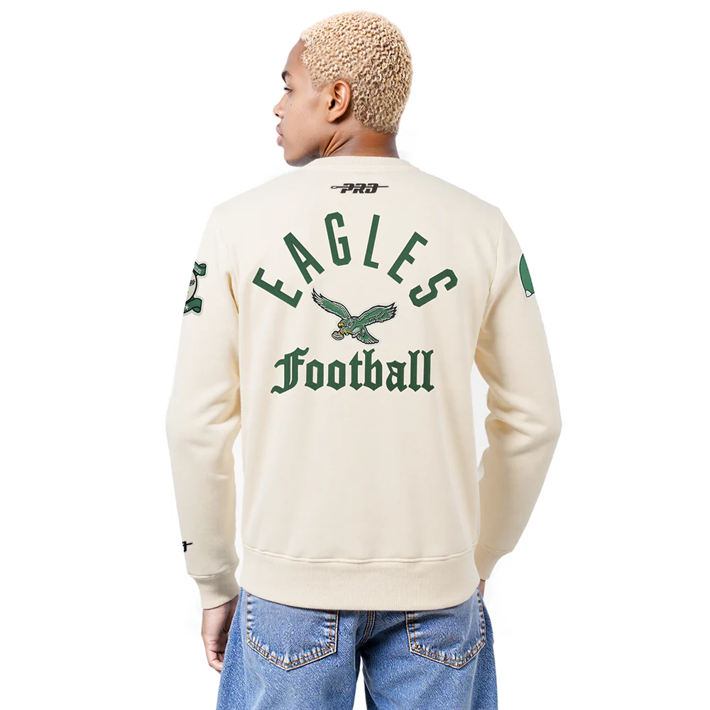NFL PHILADELPHIA EAGLES MODERN ORIGINALS MEN'S FLC CREWNECK (EGGSHELL) - Image 2