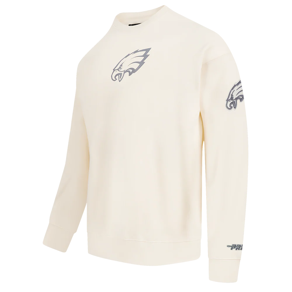 NFL PHILADELPHIA EAGLES STREET TEAM MEN'S DROP SHOULDER FLC CREWNECK (EGGSHELL) - Image 3