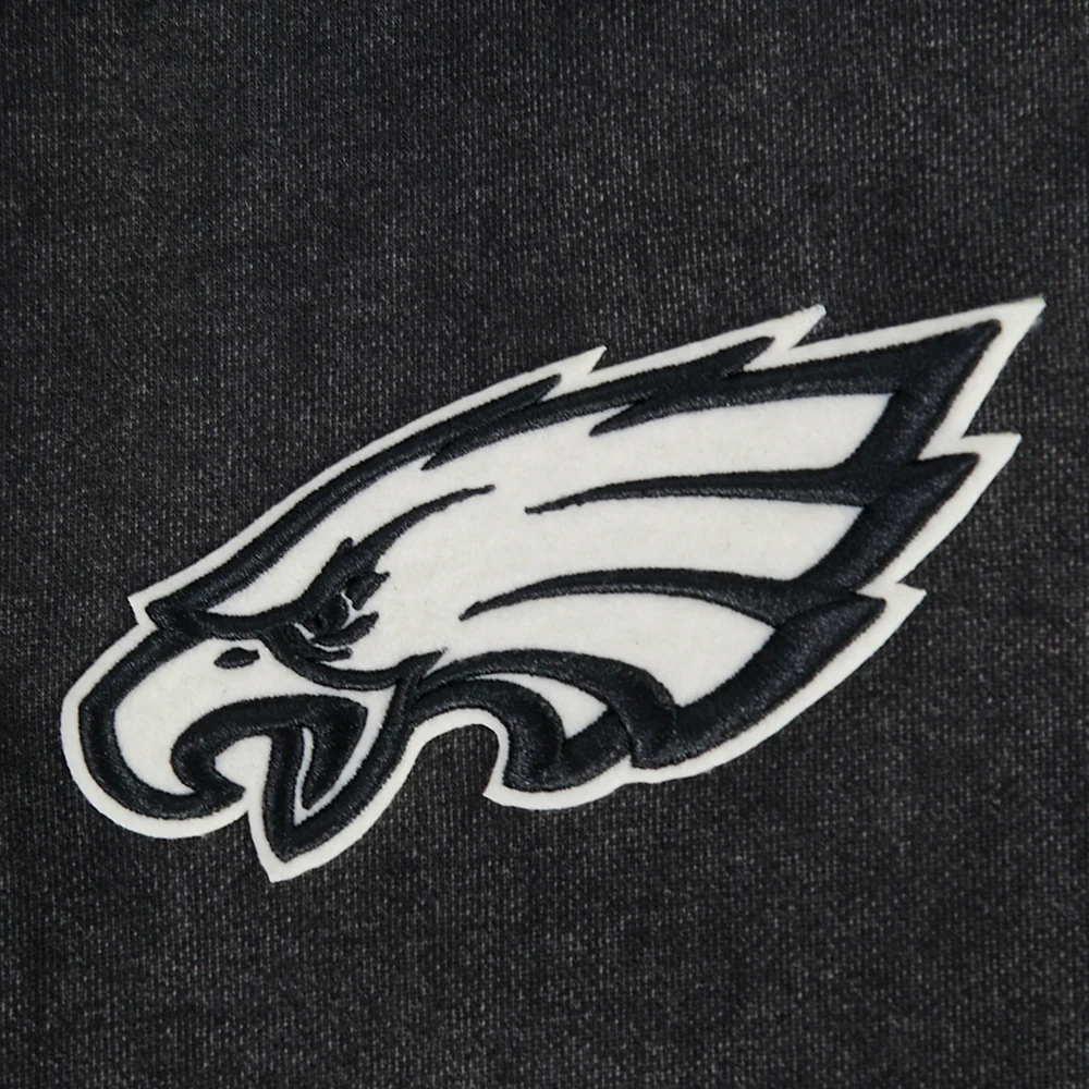 NFL PHILADELPHIA EAGLES STREET TEAM MEN'S ENZYME WASH DS FT PO HOODIE (WASHED BLACK) - Image 8