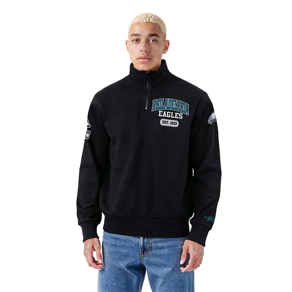 NFL PHILADELPHIA EAGLES CITY ARCH MEN'S FLC 1/4 ZIP (BLACK)