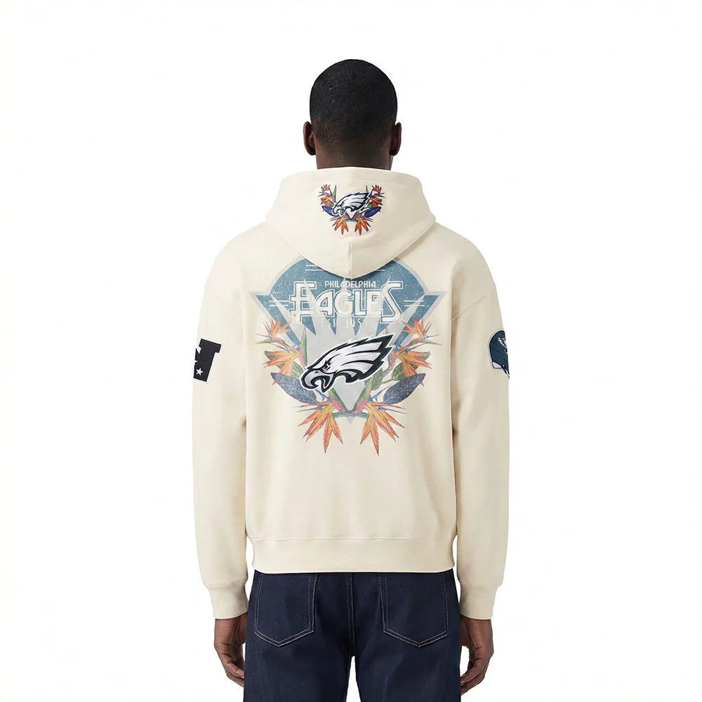 NFL PHILADELPHIA EAGLES PARADISE MEN'S PULL OVER HOODIE (EGGSHELL) - Image 3