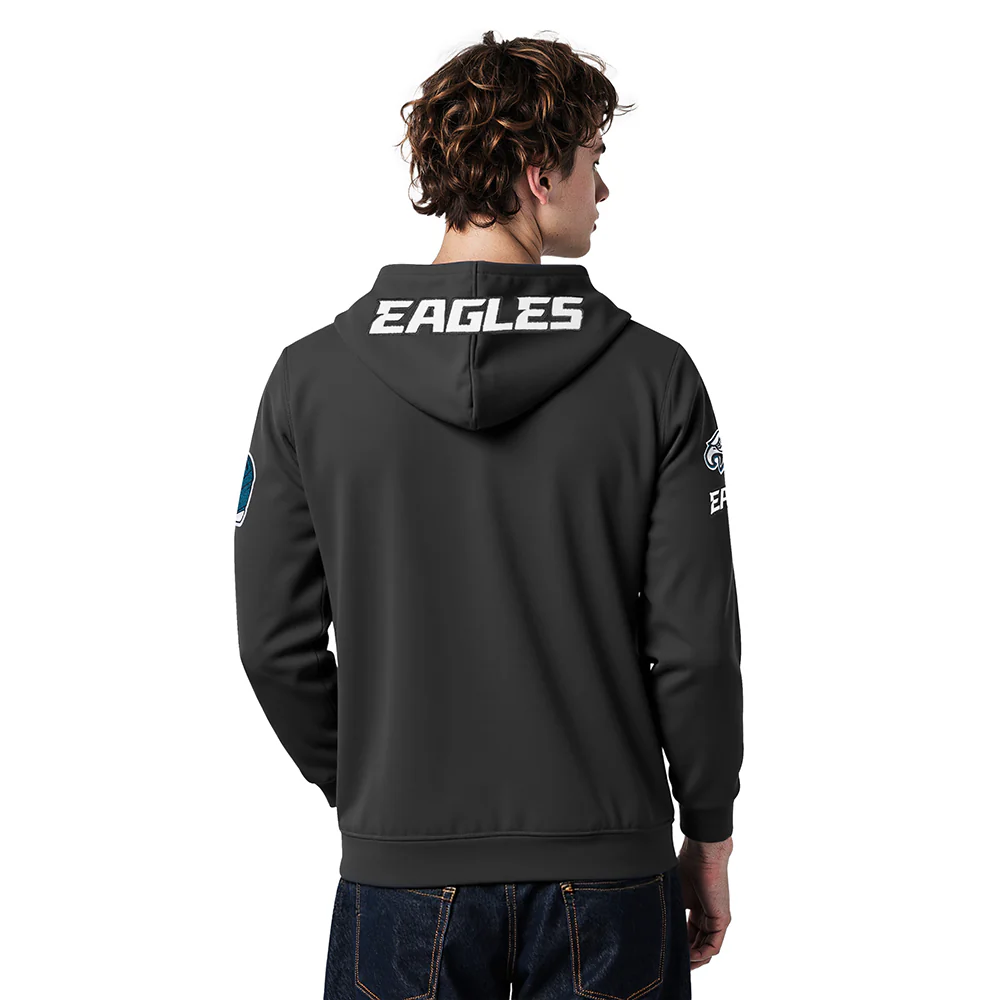 NFL PHILADELPHIA EAGLES JALEN HURTS #1 CLASSIC PNN MEN'S DK PO HOODI (BLACK) - Image 2
