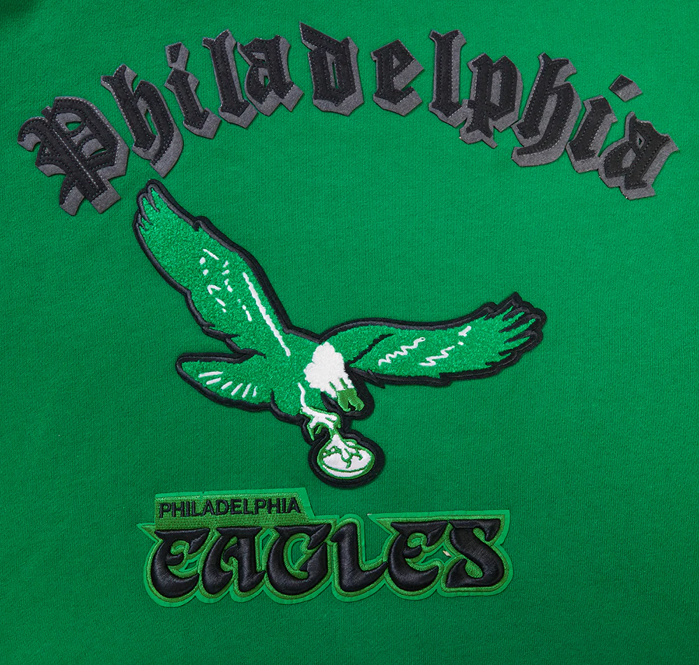 NFL PHILADELPHIA EAGLES RETRO OLD ENGLISH MEN'S PULLOVER HOODIE (KELLY GREEN) - Image 6