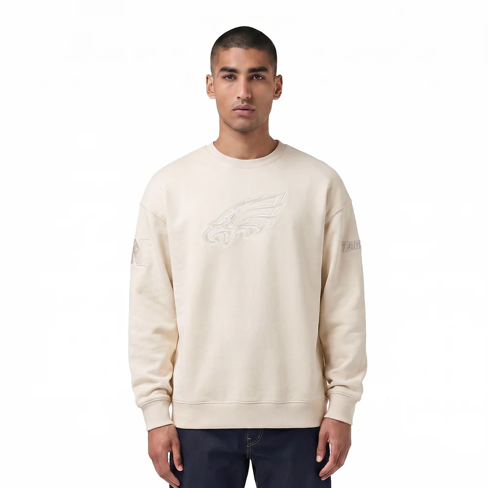 NFL PHILADELPHIA EAGLES NEUTRAL DROP SHOULDER FLEECE CREWNECK (EGGSHELL)