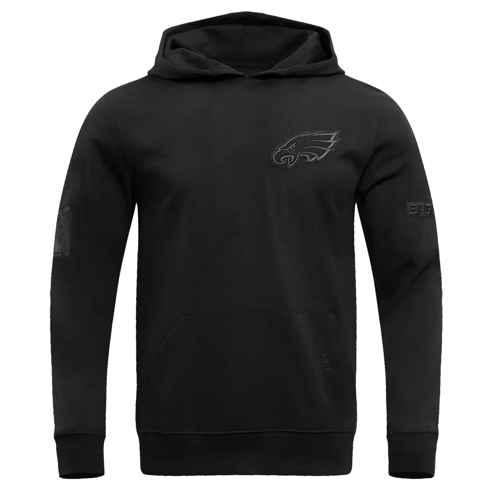 NFL PHILADELPHIA EAGLES NEUTRAL DROP SHOULDER MEN'S PULLOVER HOODIE (BLACK)