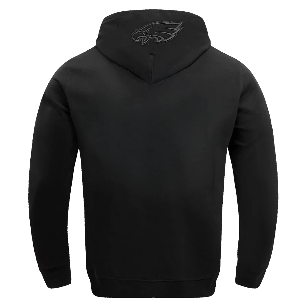 NFL PHILADELPHIA EAGLES NEUTRAL DROP SHOULDER MEN'S PULLOVER HOODIE (BLACK) - Image 4