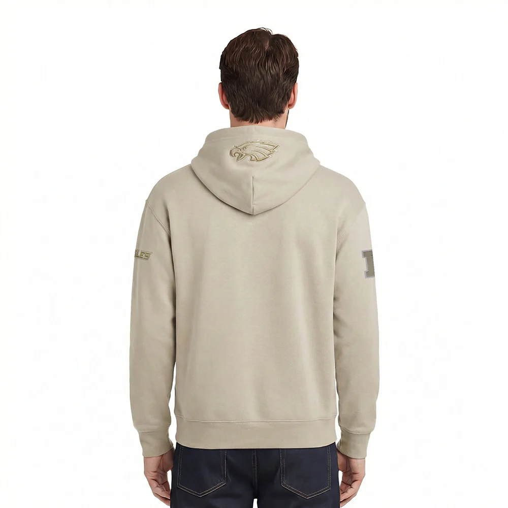 NFL PHILADELPHIA EAGLES NEUTRAL DROP SHOULDER FLEECE PULLOVER HOODIE (TAUPE) - Image 2