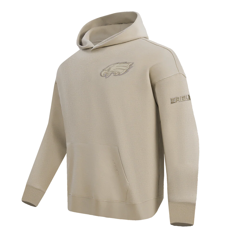 NFL PHILADELPHIA EAGLES NEUTRAL DROP SHOULDER FLEECE PULLOVER HOODIE (TAUPE) - Image 6