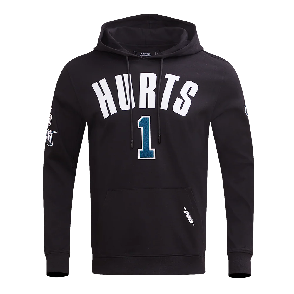 NFL PHILADELPHIA EAGLES JALEN HURTS #1 MEN'S PULLOVER HOODIE (BLACK)