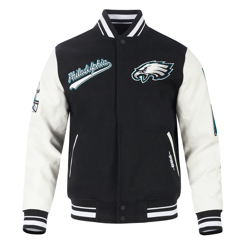 NFL PHILADELPHIA EAGLES SCRIPT TAIL MEN'S RIB WOOL VARSITY (BLACK/WHITE)