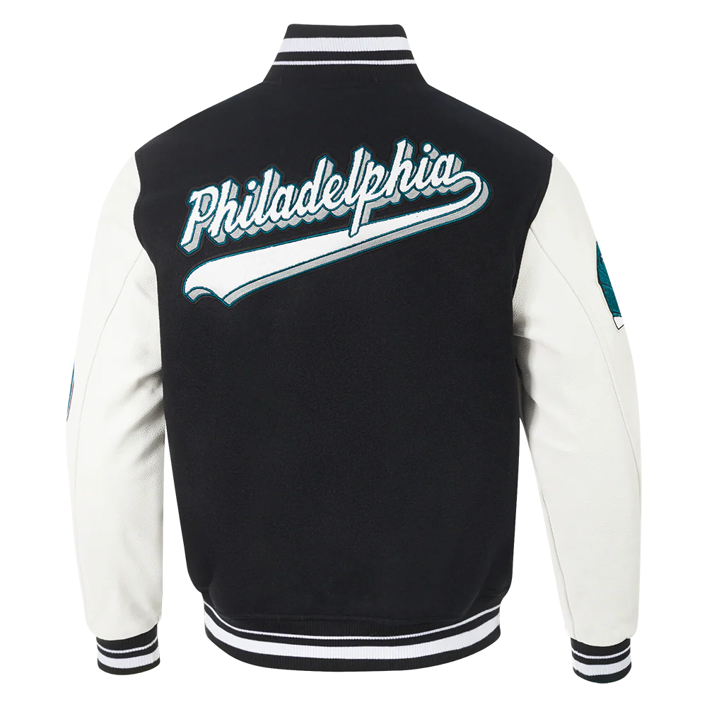 NFL PHILADELPHIA EAGLES SCRIPT TAIL MEN'S RIB WOOL VARSITY (BLACK/WHITE) - Image 3