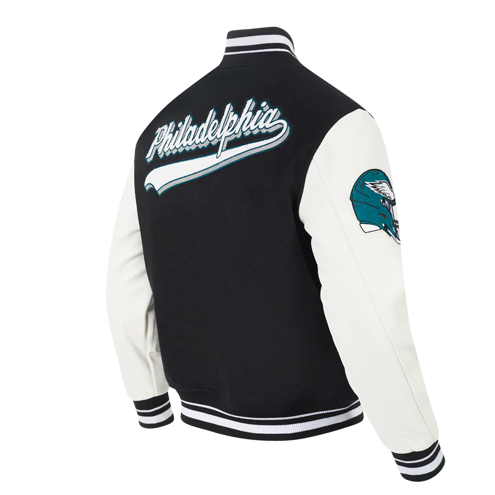 NFL PHILADELPHIA EAGLES SCRIPT TAIL MEN'S RIB WOOL VARSITY (BLACK/WHITE) - Image 4