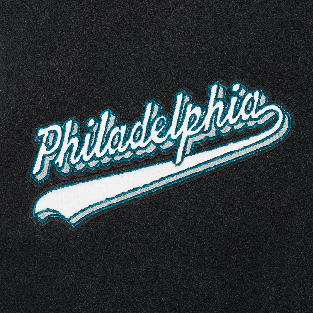 NFL PHILADELPHIA EAGLES SCRIPT TAIL MEN'S RIB WOOL VARSITY (BLACK/WHITE) - Image 5