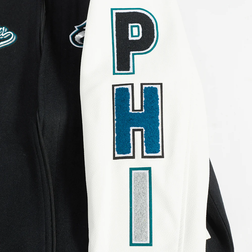 NFL PHILADELPHIA EAGLES SCRIPT TAIL MEN'S RIB WOOL VARSITY (BLACK/WHITE) - Image 8