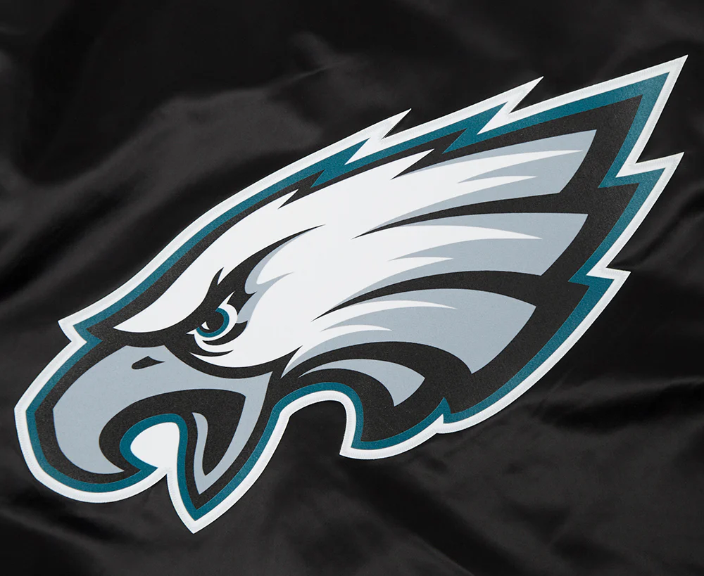 NFL PHILADELPHIA EAGLES SCRIPT TAIL MEN'S SATIN JACKET (BLACK) - Image 12