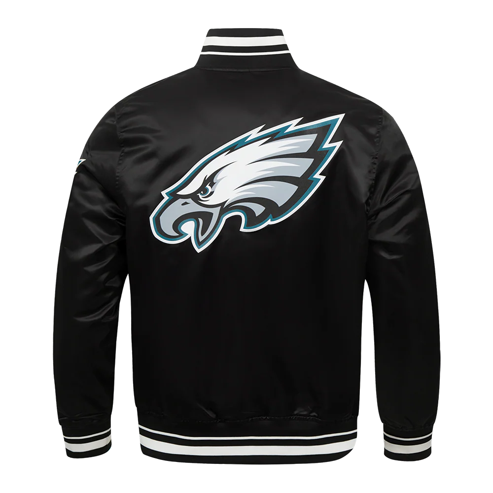 NFL PHILADELPHIA EAGLES SCRIPT TAIL MEN'S SATIN JACKET (BLACK) - Image 7