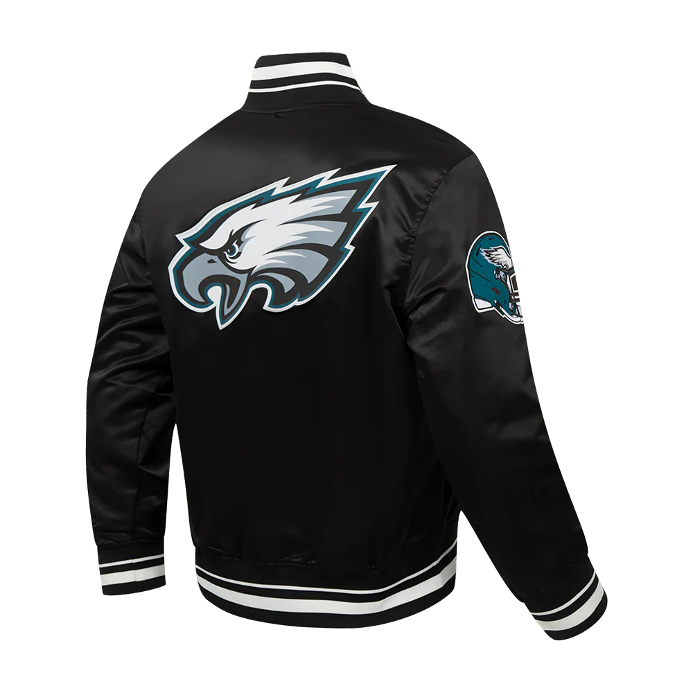 NFL PHILADELPHIA EAGLES SCRIPT TAIL MEN'S SATIN JACKET (BLACK) - Image 8