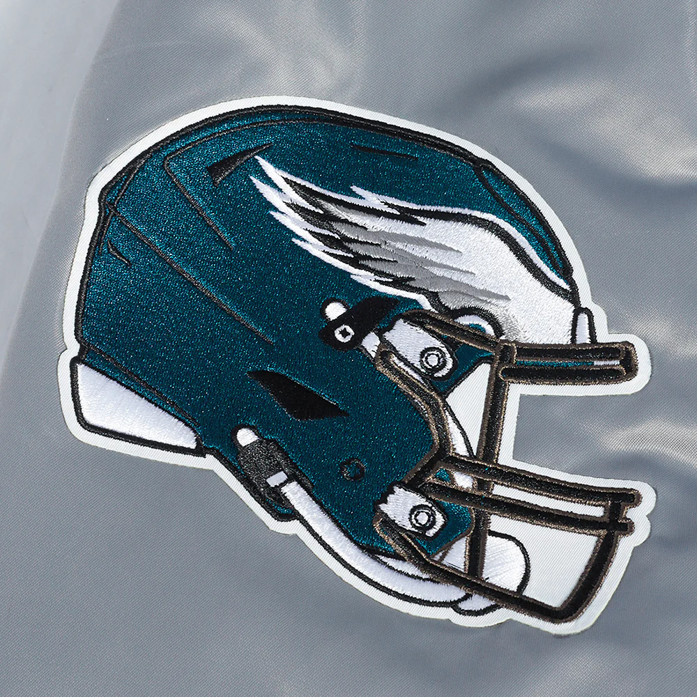 NFL PHILADELPHIA EAGLES SCRIPT TAIL MEN'S SATIN JACKET (GRAY) - Image 11