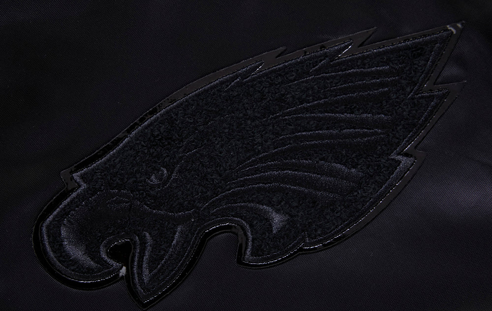 NFL PHILADELPHIA EAGLES TRIPLE BLACK MEN'S SATIN JACKET (TRIPLE BLACK) - Image 5