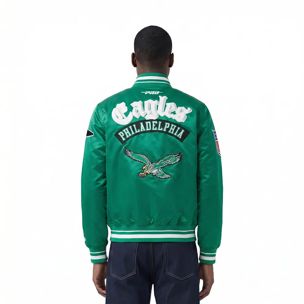 NFL PHILADELPHIA EAGLES BEST OF MEN'S RIB SATIN JACKET (KELLY GREEN)