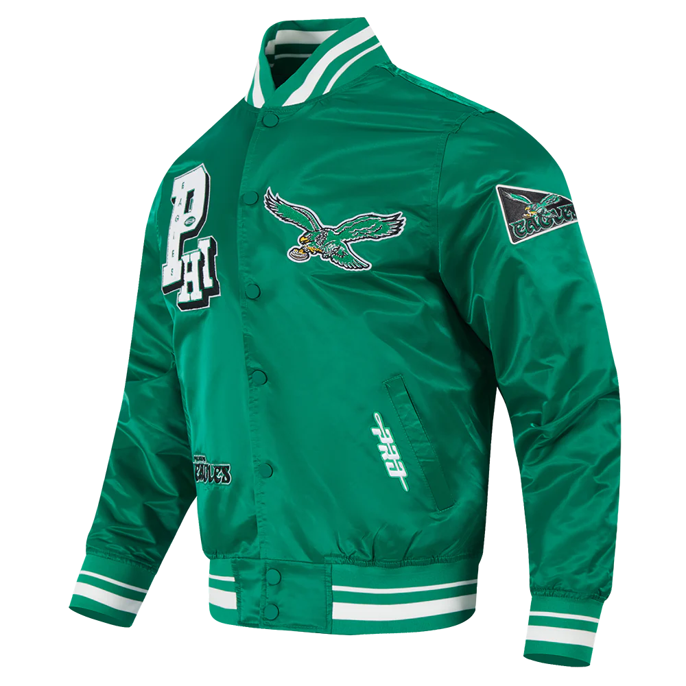 NFL PHILADELPHIA EAGLES BEST OF MEN'S RIB SATIN JACKET (KELLY GREEN) - Image 6