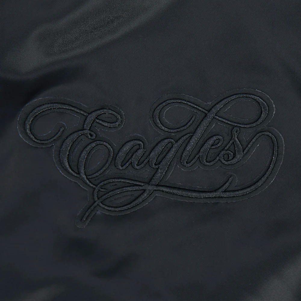 NFL PHILADELPHIA EAGLES BLACKOUT MEN'S SATIN JACKET (BLACK) - Image 6