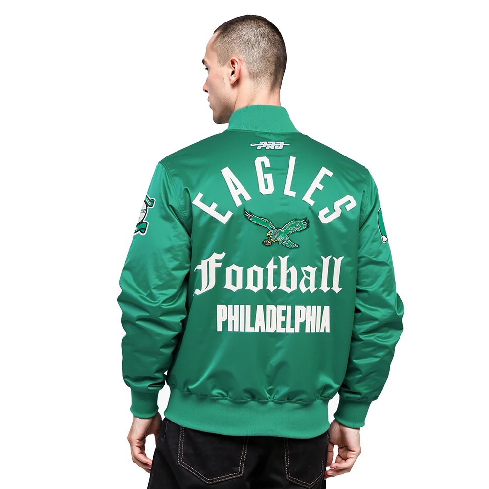 NFL PHILADELPHIA EAGLES MODERN ORIGINALS MEN'S SATIN JACKET (KELLY GREEN) - Image 2