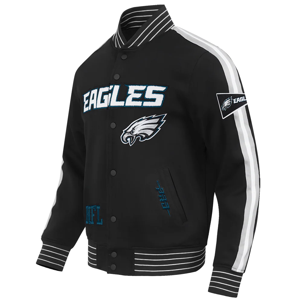NFL PHILADELPHIA EAGLES PRO GAME DAY MEN'S DBL KNIT JACKET (BLACK/SILVER/WHITE) - Image 12