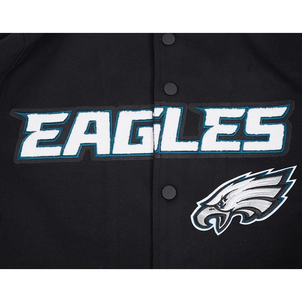 NFL PHILADELPHIA EAGLES PRO GAME DAY MEN'S DBL KNIT JACKET (BLACK/SILVER/WHITE) - Image 16
