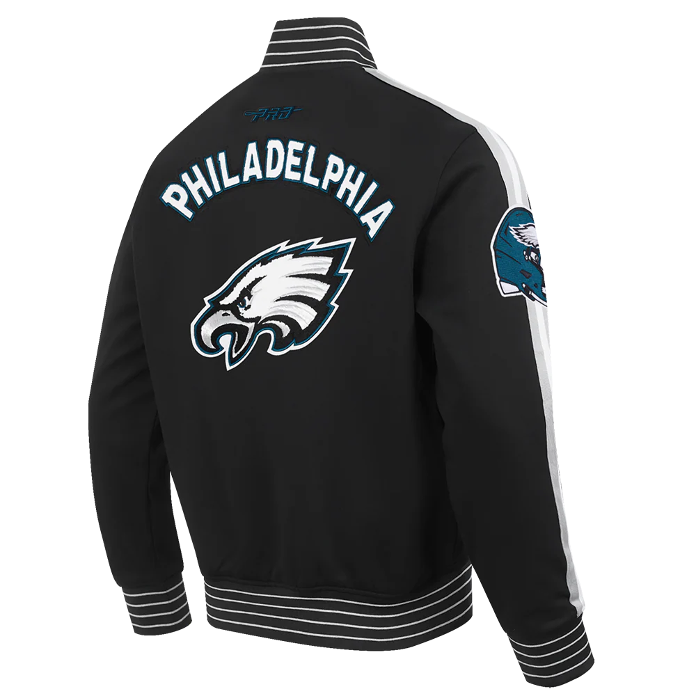 NFL PHILADELPHIA EAGLES PRO GAME DAY MEN'S DBL KNIT JACKET (BLACK/SILVER/WHITE) - Image 4